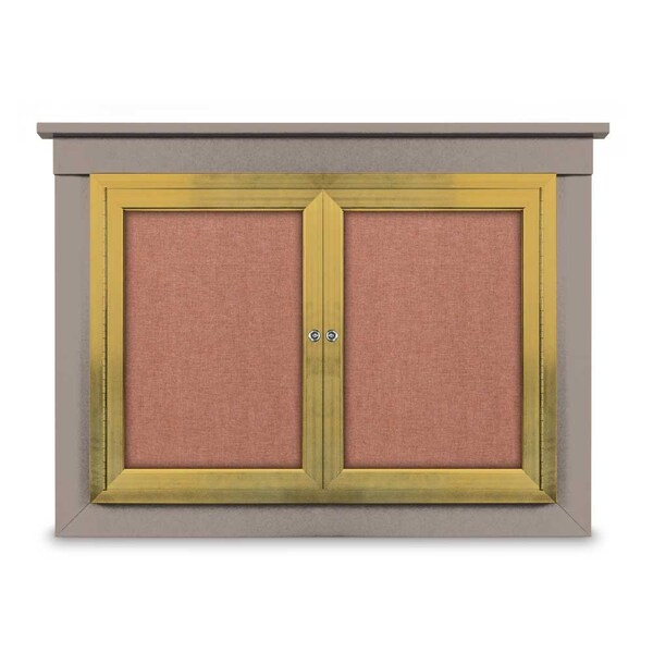 36"x36" 1-Door Enclosed Letterboard, Header, Blue Vinyl/Lt Oak